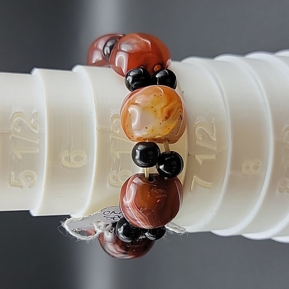 Onyx & Spinel 275 Cts Natural Gemstone Stretchable Bracelet Beaded Mens Size 7 - Picture 5 of 6